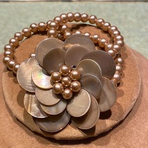 Beautiful Abalone Shell and Pearl Bracelet